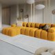 MICADONI Bellis Modular hjrnesofa, venstre, 4 seter - gul flyel og sort plast