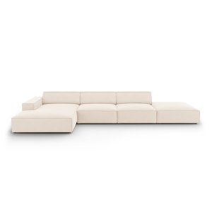 MICADONI Jodie hjrnesofa, venstre, 5 sder - beige fljl og sort plastik