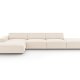 MICADONI Jodie hjrnesofa, venstre, 5 seter - beige flyel og sort plast