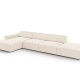 MICADONI Jodie hjrnesofa, venstre, 5 seter - beige flyel og sort plast