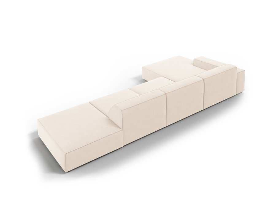 MICADONI Jodie hjrnesofa, venstre, 5 seter - beige flyel og sort plast