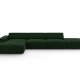 MICADONI Jodie hjrnesofa, venstre, 5 seter - grnn flyel og sort plast
