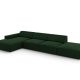 MICADONI Jodie hjrnesofa, venstre, 5 seter - grnn flyel og sort plast