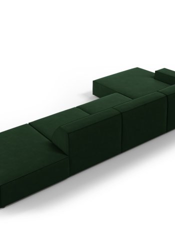 MICADONI Jodie hjrnesofa, venstre, 5 seter - grnn flyel og sort plast