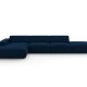 MICADONI Jodie hjrnesofa, venstre, 5 seter - bl flyel og sort plast
