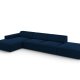 MICADONI Jodie hjrnesofa, venstre, 5 seter - bl flyel og sort plast