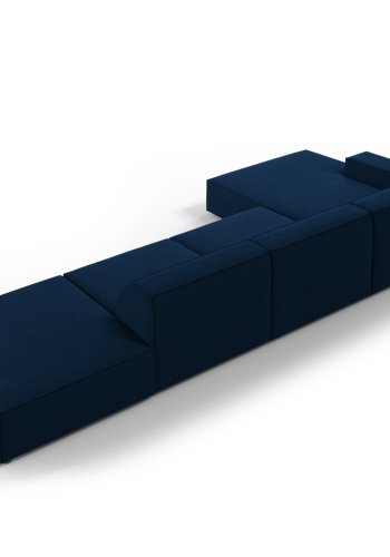 MICADONI Jodie hjrnesofa, venstre, 5 seter - bl flyel og sort plast