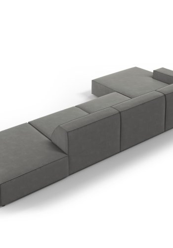 MICADONI Jodie hjrnesofa, venstre, 5 seter - gr flyel og sort plast