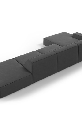 MICADONI Jodie hjrnesofa, venstre, 5 seter - gr flyel og sort plast