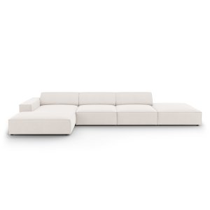 MICADONI Jodie hjrnesofa, venstre, 5 sder - beige stof og sort plastik