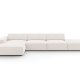 MICADONI Jodie hjrnesofa, venstre, 5 seter - beige stoff og sort plast