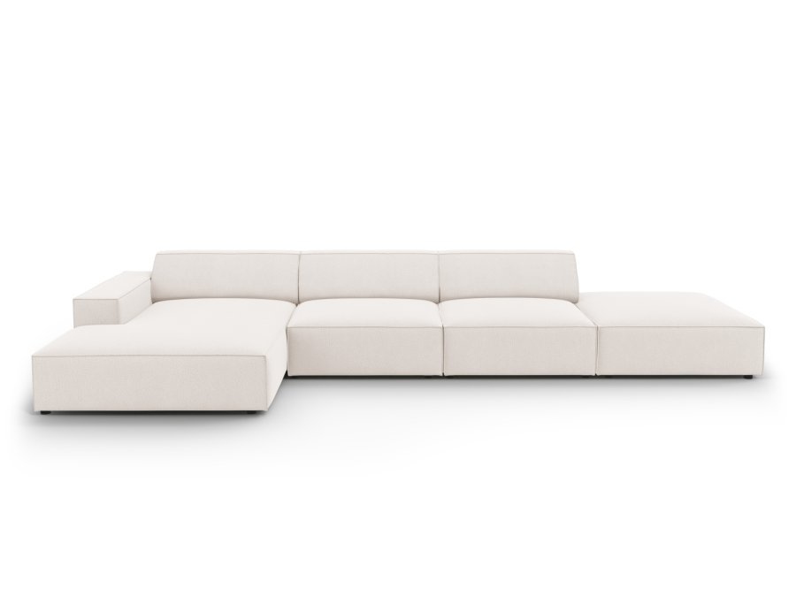 MICADONI Jodie hjrnesofa, venstre, 5 seter - beige stoff og sort plast