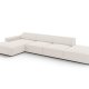 MICADONI Jodie hjrnesofa, venstre, 5 seter - beige stoff og sort plast