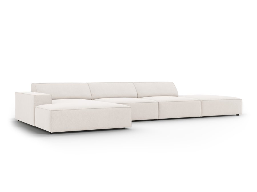 MICADONI Jodie hjrnesofa, venstre, 5 seter - beige stoff og sort plast