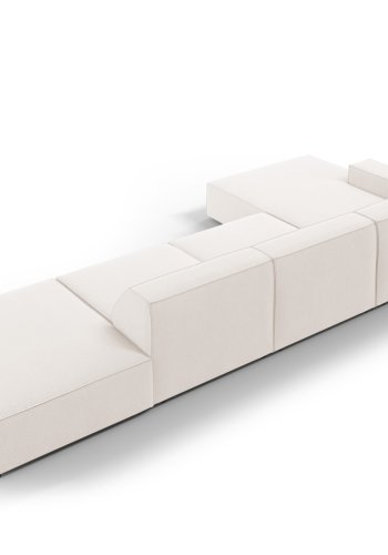 MICADONI Jodie hjrnesofa, venstre, 5 seter - beige stoff og sort plast