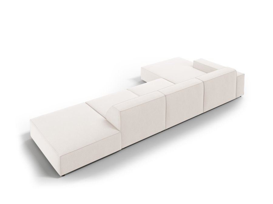MICADONI Jodie hjrnesofa, venstre, 5 seter - beige stoff og sort plast