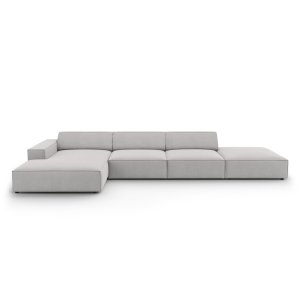 MICADONI Jodie hjrnesofa, venstre, 5 sder - gr stof og sort plastik