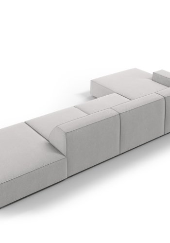 MICADONI Jodie hjrnesofa, venstre, 5 seter - grtt stoff og sort plast