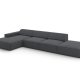 MICADONI Jodie hjrnesofa, venstre, 5 seter - antrasittgr stoff og sort plast