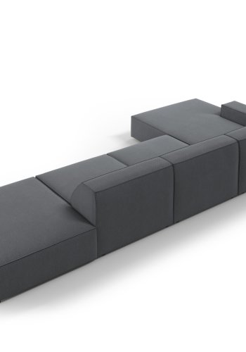 MICADONI Jodie hjrnesofa, venstre, 5 seter - antrasittgr stoff og sort plast