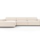 MICADONI Jodie hjrnesofa, venstre, 4 seter - beige flyel og sort plast