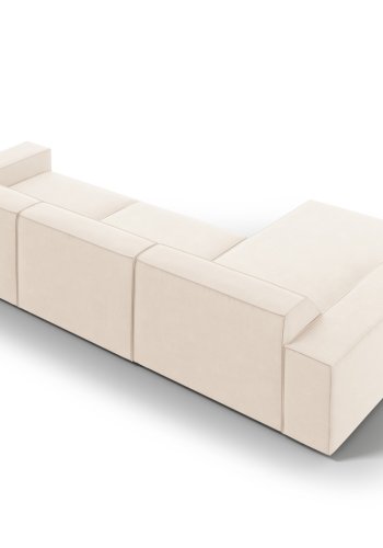 MICADONI Jodie hjrnesofa, venstre, 4 seter - beige flyel og sort plast
