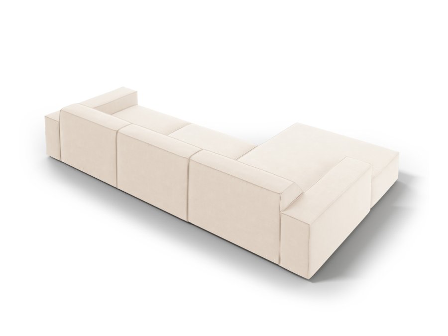MICADONI Jodie hjrnesofa, venstre, 4 seter - beige flyel og sort plast