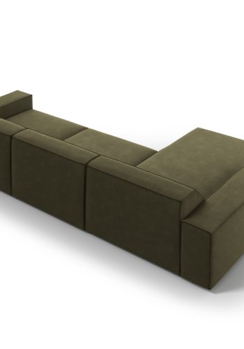 MICADONI Jodie hjrnesofa, venstre, 4 seter - grnn flyel og sort plast