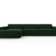 MICADONI Jodie hjrnesofa, venstre, 4 seter - grnn flyel og sort plast