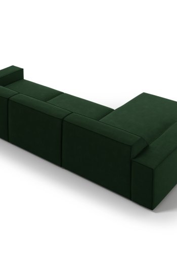 MICADONI Jodie hjrnesofa, venstre, 4 seter - grnn flyel og sort plast