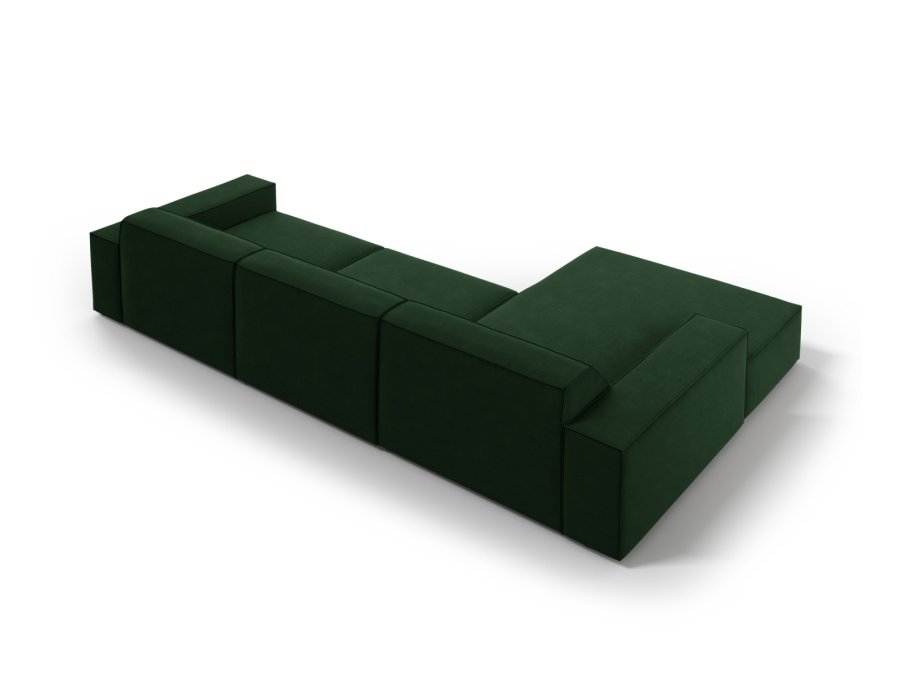 MICADONI Jodie hjrnesofa, venstre, 4 seter - grnn flyel og sort plast