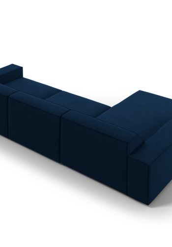 MICADONI Jodie hjrnesofa, venstre, 4 seter - bl flyel og sort plast