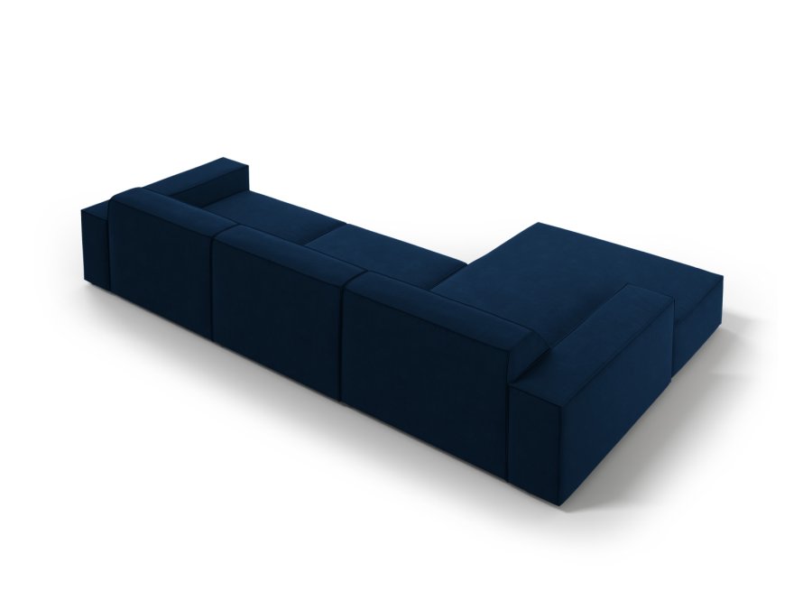 MICADONI Jodie hjrnesofa, venstre, 4 seter - bl flyel og sort plast