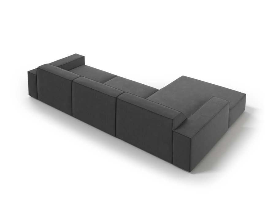 MICADONI Jodie hjrnesofa, venstre, 4 seter - gr flyel og sort plast