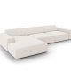 MICADONI Jodie hjrnesofa, venstre, 4 seter - beige stoff og sort plast