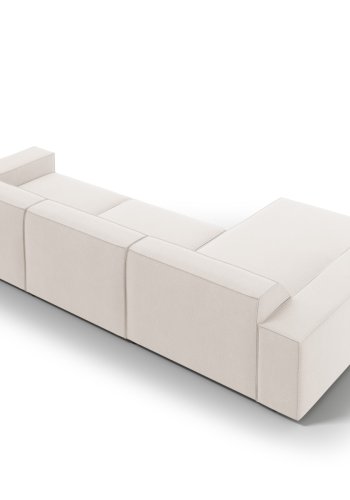 MICADONI Jodie hjrnesofa, venstre, 4 seter - beige stoff og sort plast