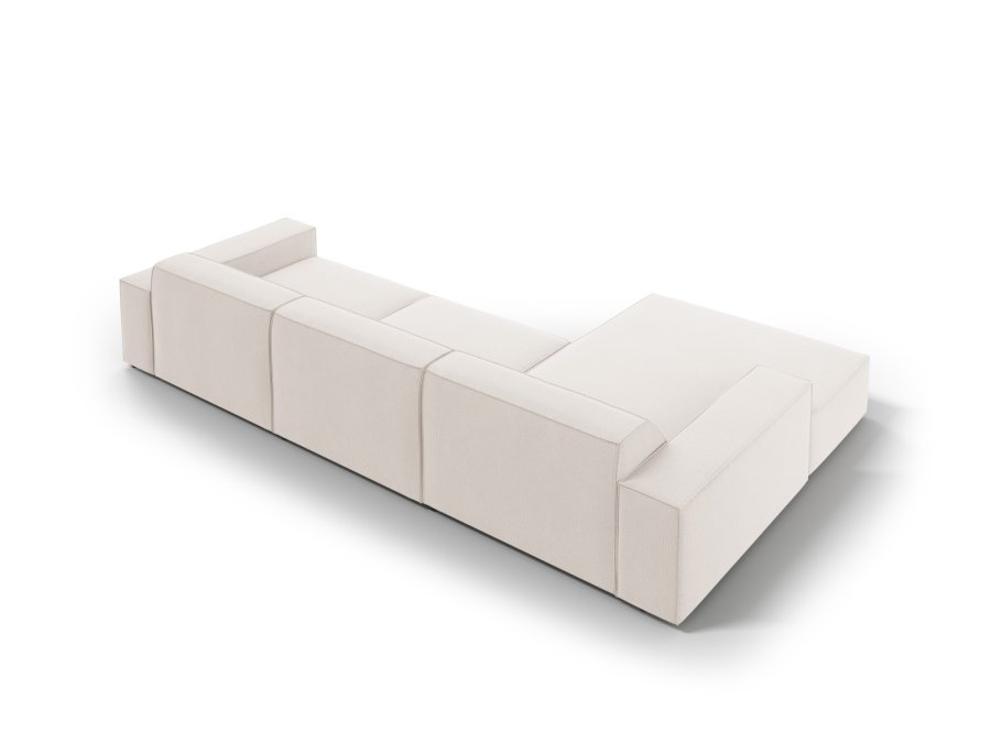 MICADONI Jodie hjrnesofa, venstre, 4 seter - beige stoff og sort plast