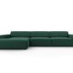 MICADONI Jodie hjrnesofa, venstre, 4 seter - grnt stoff og sort plast