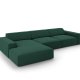 MICADONI Jodie hjrnesofa, venstre, 4 seter - grnt stoff og sort plast
