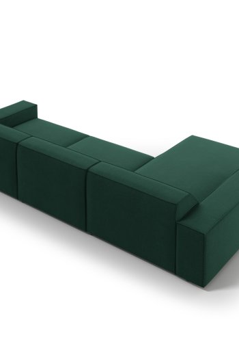 MICADONI Jodie hjrnesofa, venstre, 4 seter - grnt stoff og sort plast