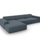 MICADONI Jodie hjrnesofa, venstre, 4 seter - bltt stoff og sort plast