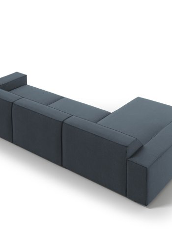 MICADONI Jodie hjrnesofa, venstre, 4 seter - bltt stoff og sort plast