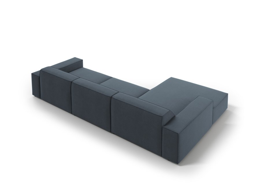 MICADONI Jodie hjrnesofa, venstre, 4 seter - bltt stoff og sort plast