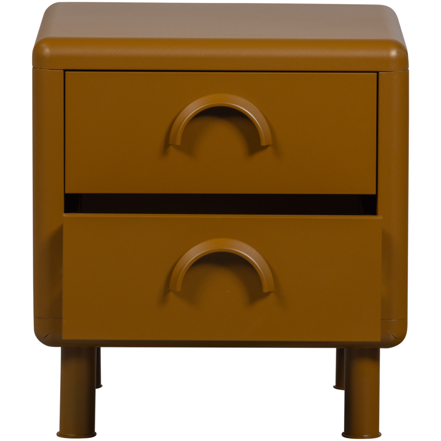 WOOOD Rune natbord, m. 2 skuffer - honninggul metal (42x42)