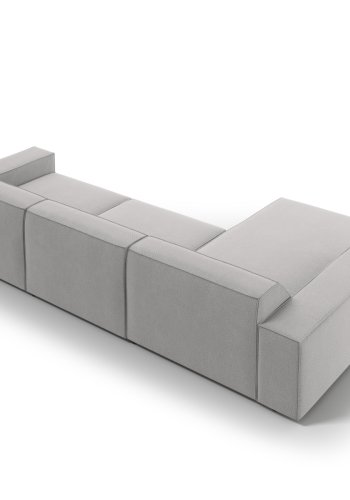 MICADONI Jodie hjrnesofa, venstre, 4 seter - grtt stoff og sort plast