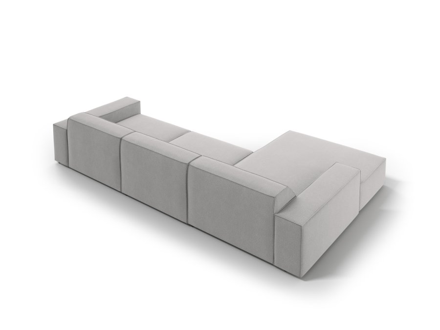 MICADONI Jodie hjrnesofa, venstre, 4 seter - grtt stoff og sort plast