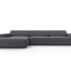 MICADONI Jodie hjrnesofa, venstre, 4 seter - antrasittgr stoff og sort plast