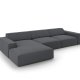 MICADONI Jodie hjrnesofa, venstre, 4 seter - antrasittgr stoff og sort plast