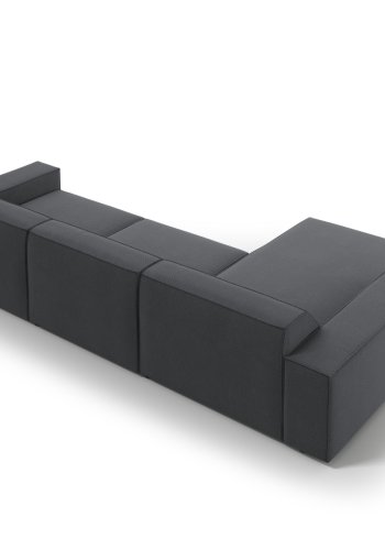 MICADONI Jodie hjrnesofa, venstre, 4 seter - antrasittgr stoff og sort plast