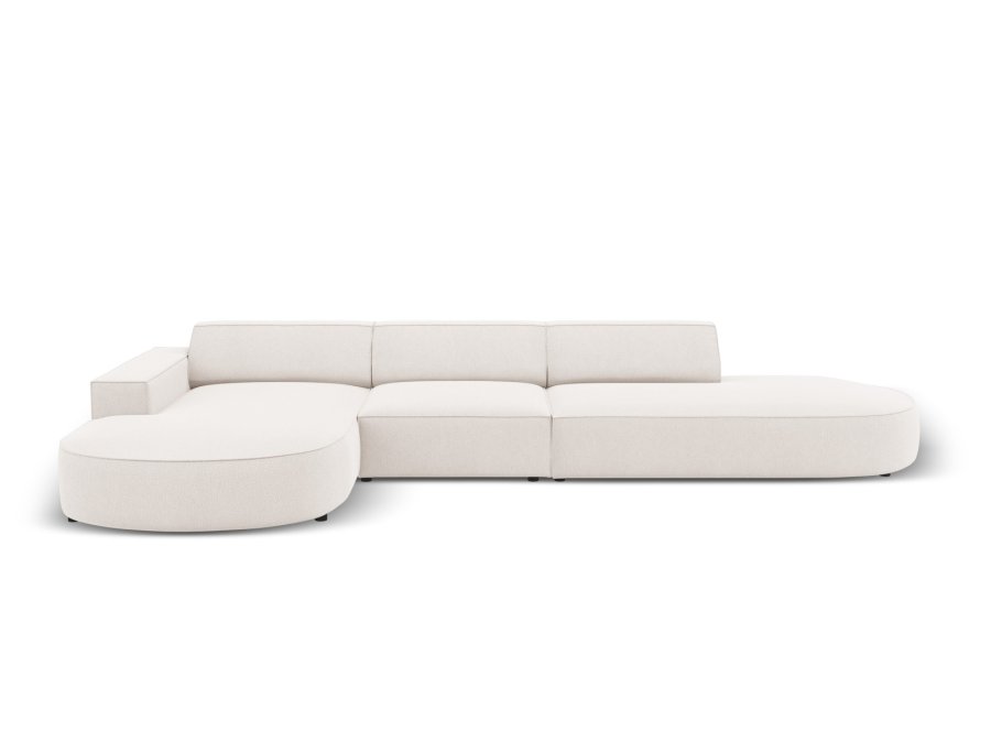 MICADONI Jodie hjrnesofa, venstre, 4 seter - beige stoff og sort plast